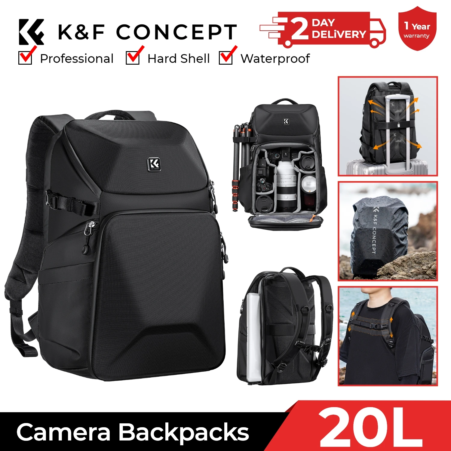 K&F CONCEPT 20L Camera Backpac - Laptop Accessories Box review and price