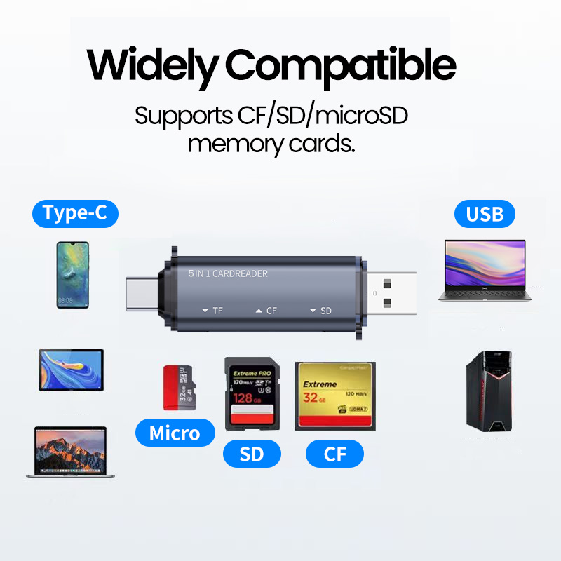 5 IN 1 USB Card Reader Type C  - Laptop Accessories And Gadgets review and price