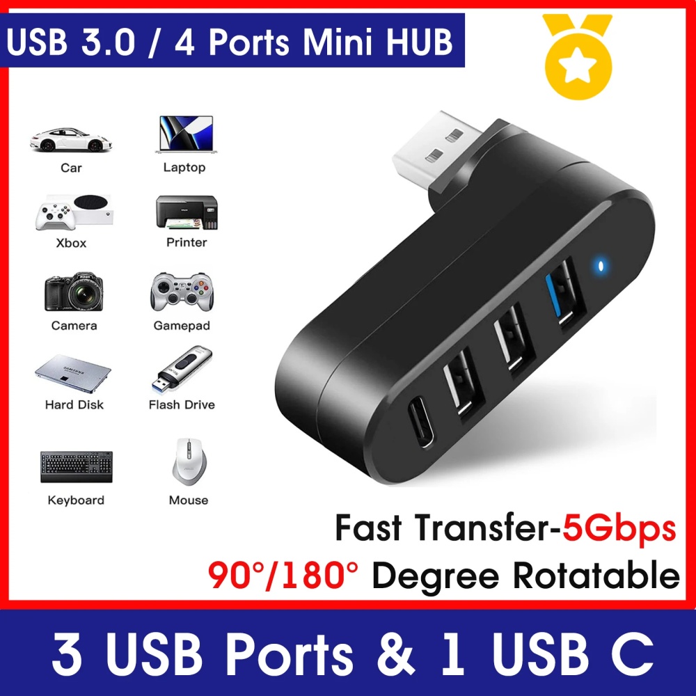 Mini Splitter 4 Ports USB Hub  - Laptop Accessories Box review and price